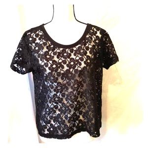 H&M black lace sheer top